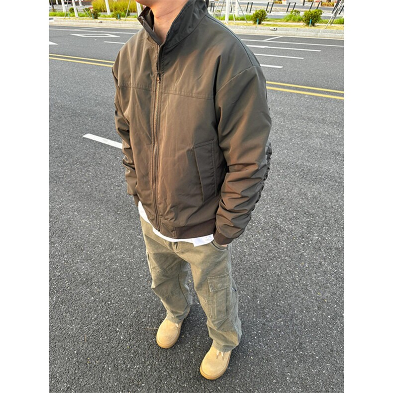 美式立领飞行员夹克男秋冬新款棉衣短款厚工装棉服,男装夹克,四季星座505