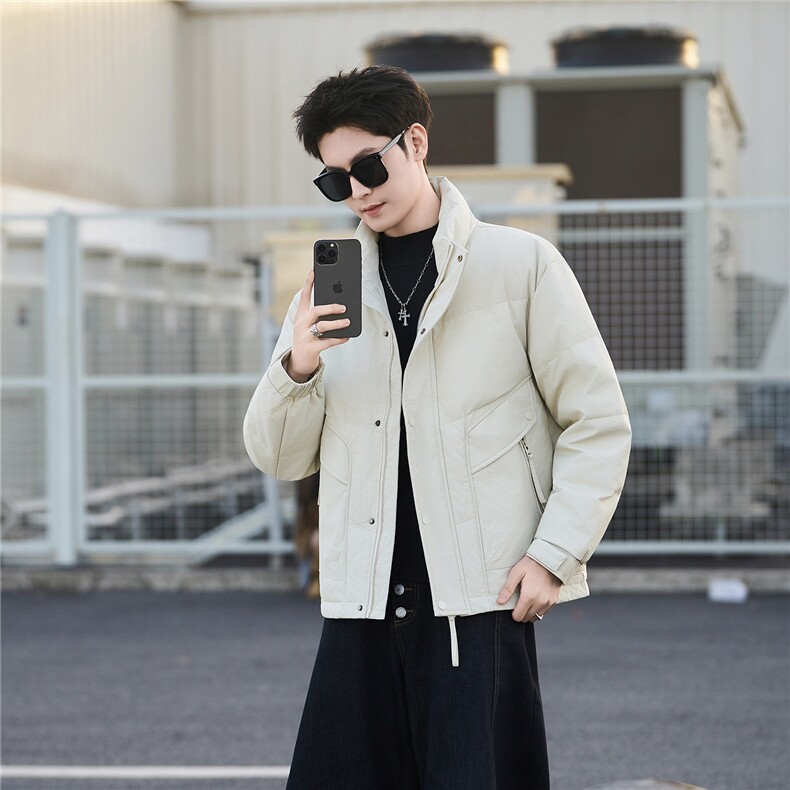 标50绒男士立领短款皮羽绒服保暖外套5856-P235(控券后318),男装羽绒服,电商B328