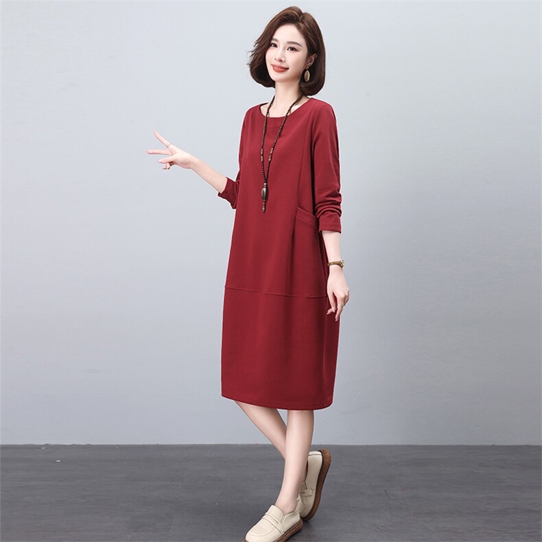 大码卫衣裙妈妈洋气休闲中长款裙子连衣裙女春秋2025秋季新款宽松,女装连衣裙,依恋蒂丝