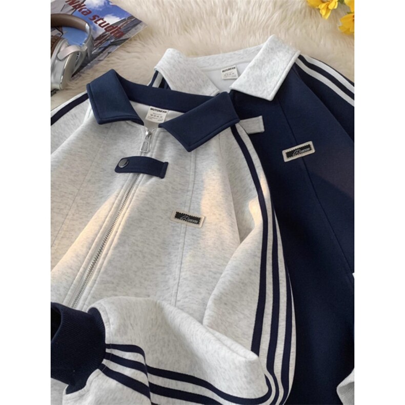 美式复古三条杠潮牌宽松拼接设计感外套夹克棒球服男士W1703p58,男装夹克,电商D315