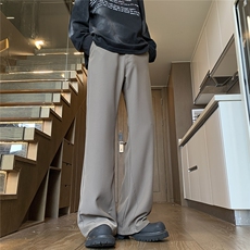 加绒加厚2025秋冬半松紧微喇叭拖地高街西裤K3332-P45加绒P50，男装西裤，电商042