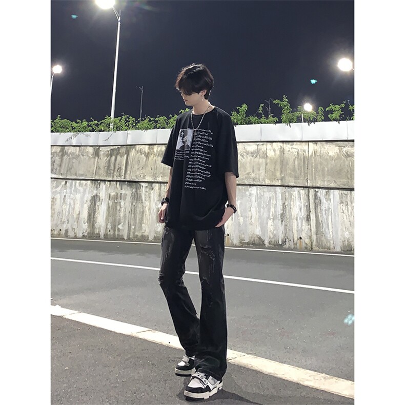 夏季美式高街ins小众破洞牛仔裤货号K755P6578,男装牛仔裤,电商A063
