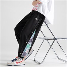 加推 夏季薄款宽松侧排扣冰感束脚休闲运动裤冰丝裤 2110-P45图片