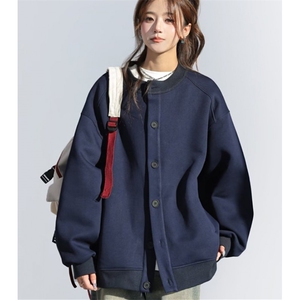 宽松卫衣开衫短外套男女秋季新款立领棒球服长袖上衣 W8800图片