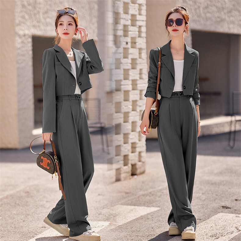 高级感西装套装女春秋2024新款宽松休闲工装西服阔腿裤两件套裤潮,女装套装/套裙,凯瑟曼