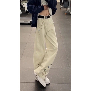 1506A/G6620/P50港风潮男夏季新款2026个性字母牛仔裤图片