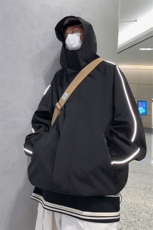 JK9009/P65春装新款现货中性风防水冲锋衣夹克男反光条大码外套男，男装夹克，电商A141