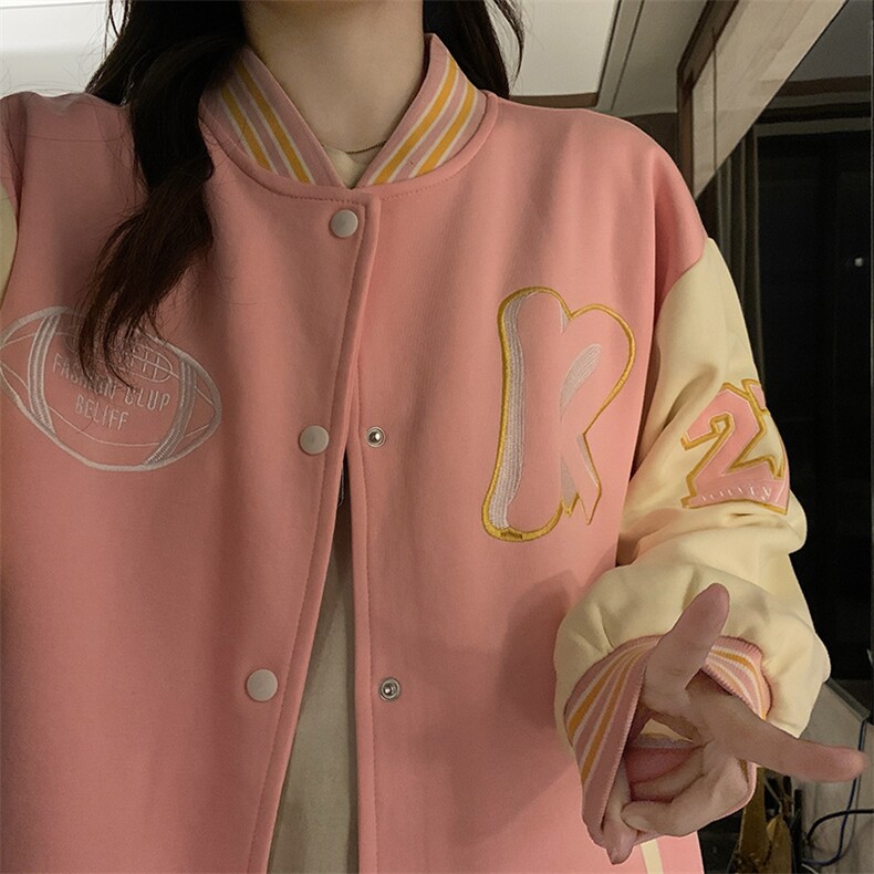 C882-P100春季新款卫衣学生情侣彩色重工+刺绣棒球服休闲潮流外套,女装短外套,星座911-2(原星座613-2）