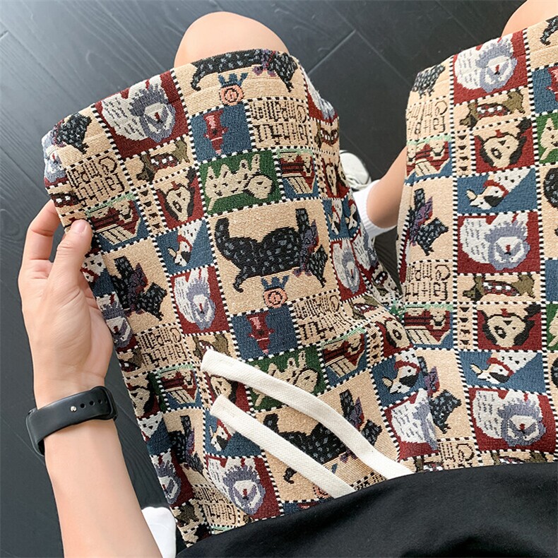 夏季新款大码休闲裤男小狗刺绣短裤五分裤子217-2-K205-特P35，男装牛仔裤，星座217-2