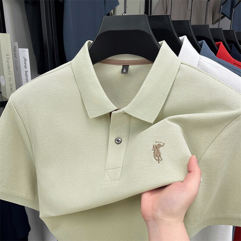 高定品质！纯棉丝光棉POLO衫男士翻领夏季宽松休闲短袖T恤衫,男装Polo衫,电商B212（原钱塘6029）