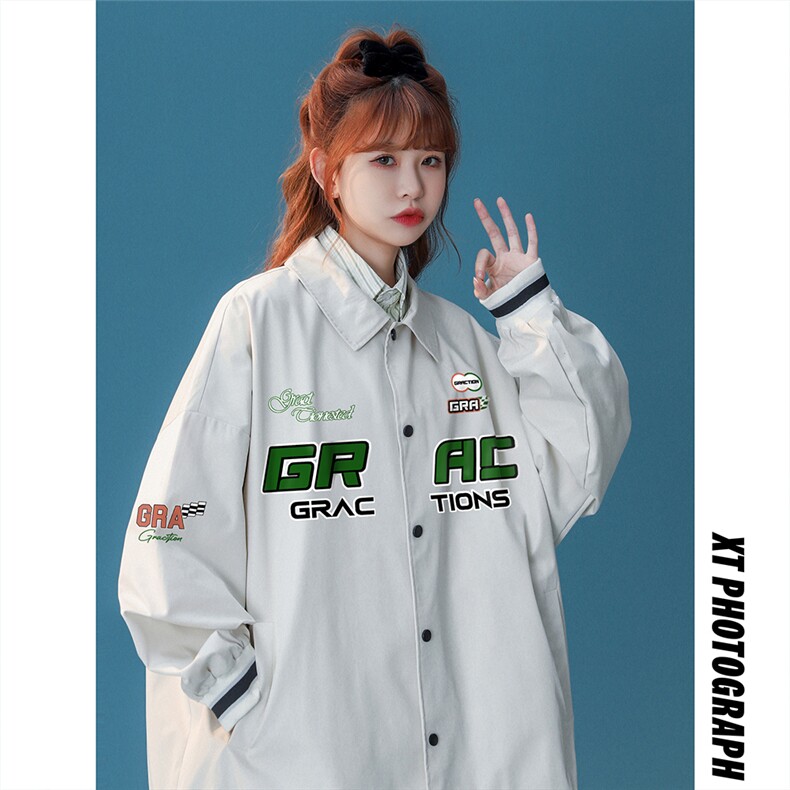 中性风秋季宽松休闲棒球服纯色机车服情侣外套女G6723P65控78,男装工装外套,电商A268