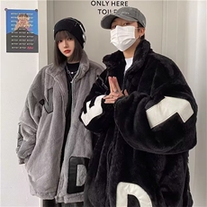 SK60-P58美式羊羔毛外套情侣冬季韩版潮牌加厚宽松立领棉服，男装棉衣，电商B323A