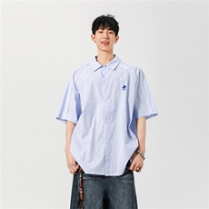 【现货】夏季新款美式潮牌条纹宽松透气翻领衬衣CY06115-TP38控58，男装衬衫，星座1004（原星座815-3）
