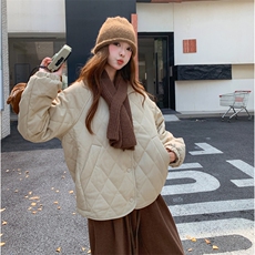 【档口有货】冬装新款菱格棉衣+围巾脖2D112-5579-P195K288，女装棉衣/棉服，2D112
