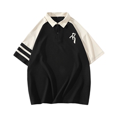 夏上新青少年撞色拼接半袖T恤刺绣翻领Polo衫男女625-P35控价58，男装Polo衫，电商A441-1