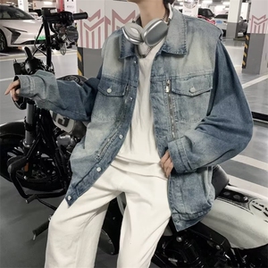 美式水洗牛仔夹克男秋季复古设计感小众情侣款高级感外套 J2027图片