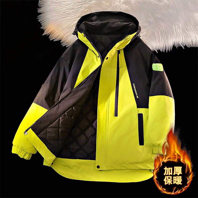 毛毯风冲锋衣外套冬季潮牌加绒夹克登山服A436-23308加绒-P85,男装夹克,电商A436