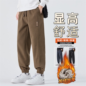 加绒加厚针织卫裤男秋冬保暖宽松直筒青少年休闲裤Z2619加绒-P50图片