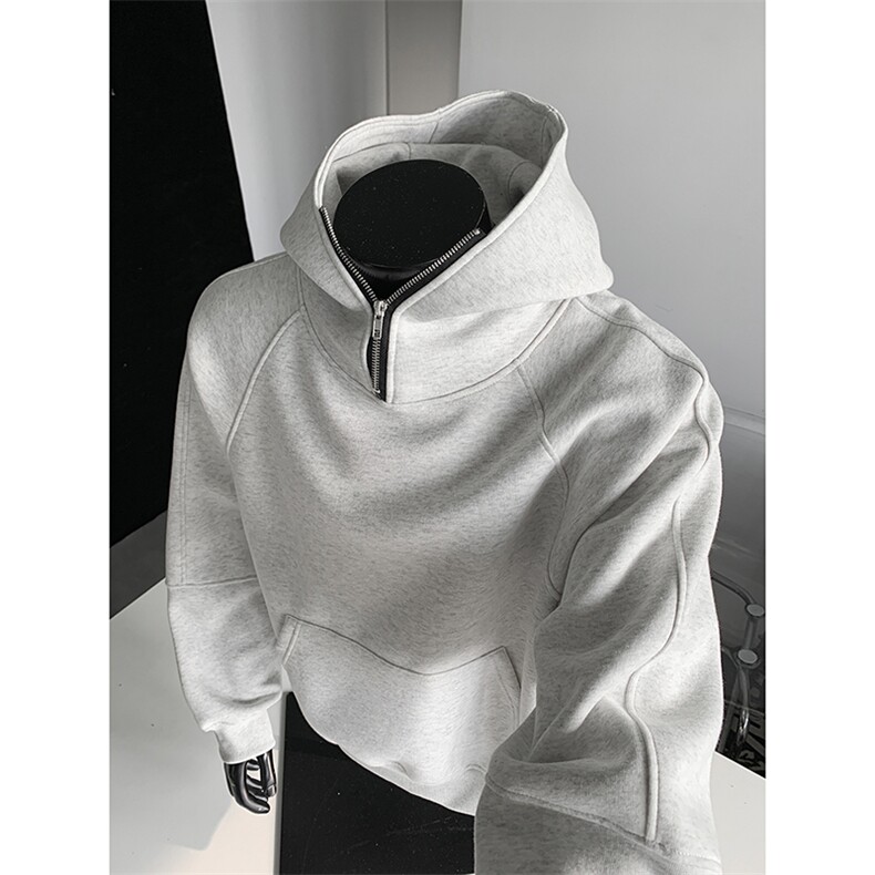 重磅boxy短款全棉450克拉链连帽卫衣套头外套男RH5314-P53，女装短外套，星座610B-1