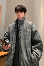 港风PU皮复古做旧双侧金属拉链设计夹克式棉衣男MY77092P130控198，男装夹克，星座227-7