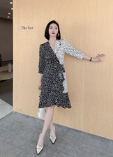 夏季新款韩版撞色连衣裙，女装连衣裙，依莉莱(1F)