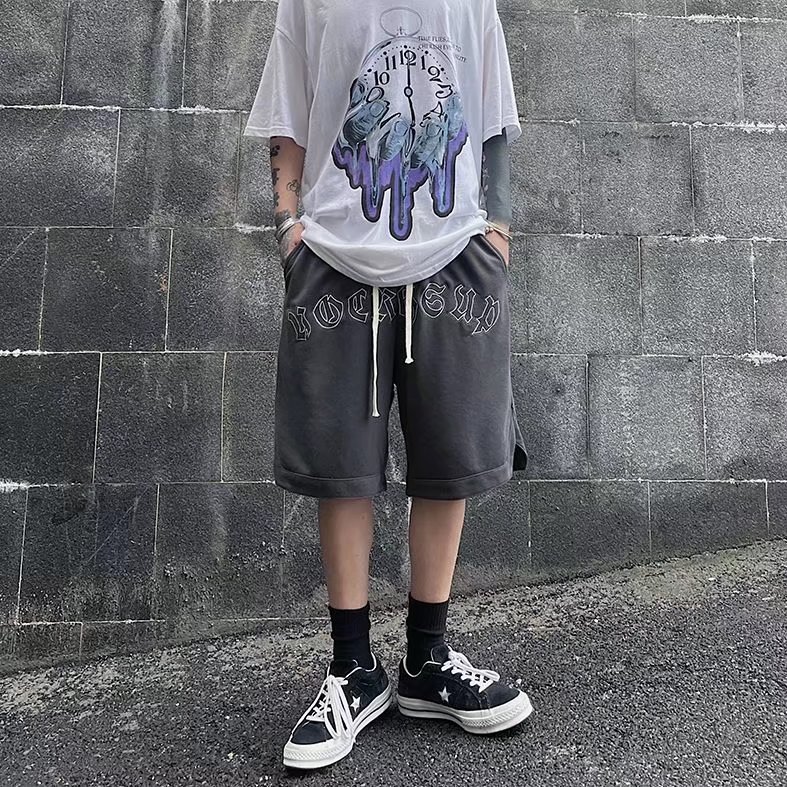 2023夏季字母刺绣运动短裤男潮牌宽松休闲五分卫裤DK0336-P30,男装休闲裤,星座308B-1