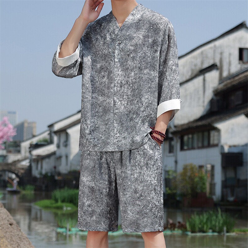 2025春季新款男装新中式汉服衬衣风复古禅服盘扣衬衫C97-P95,男装衬衫,电商B277(原6028)