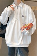 半拉链polo衫卫衣秋冬季加绒加厚上衣潮流ins宽松外套EW2169-P33，男装卫衣，星座512-4