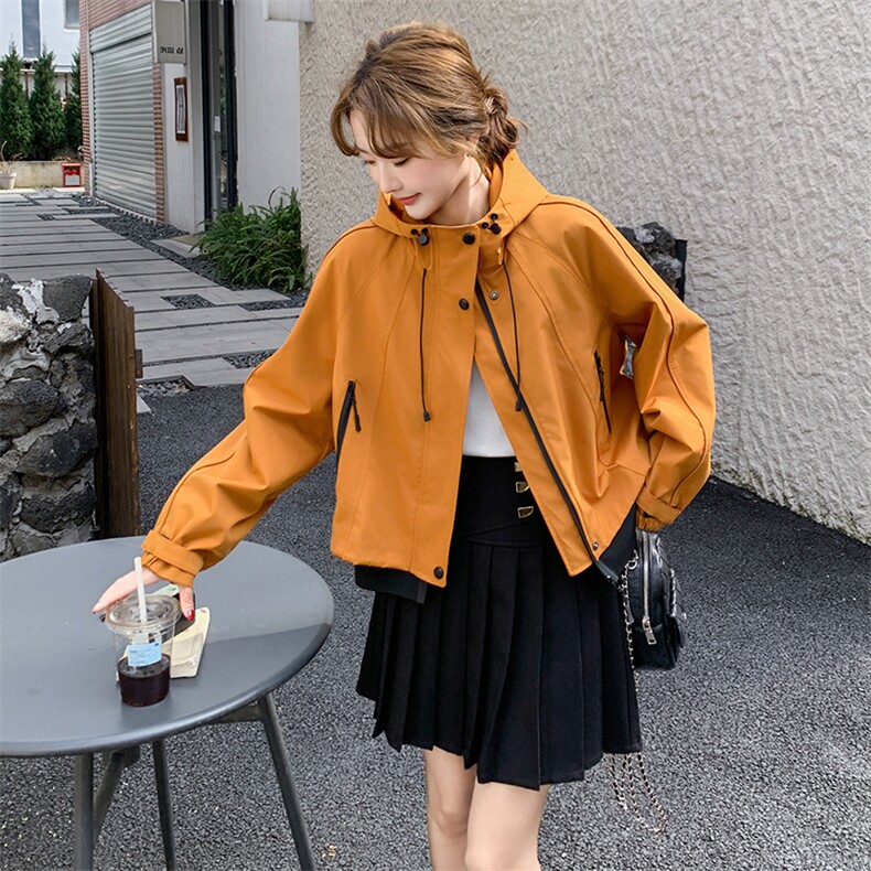 现货26早春新品连帽撞色休闲短外套2C293-W512-P155-K238,女装短外套,2C293