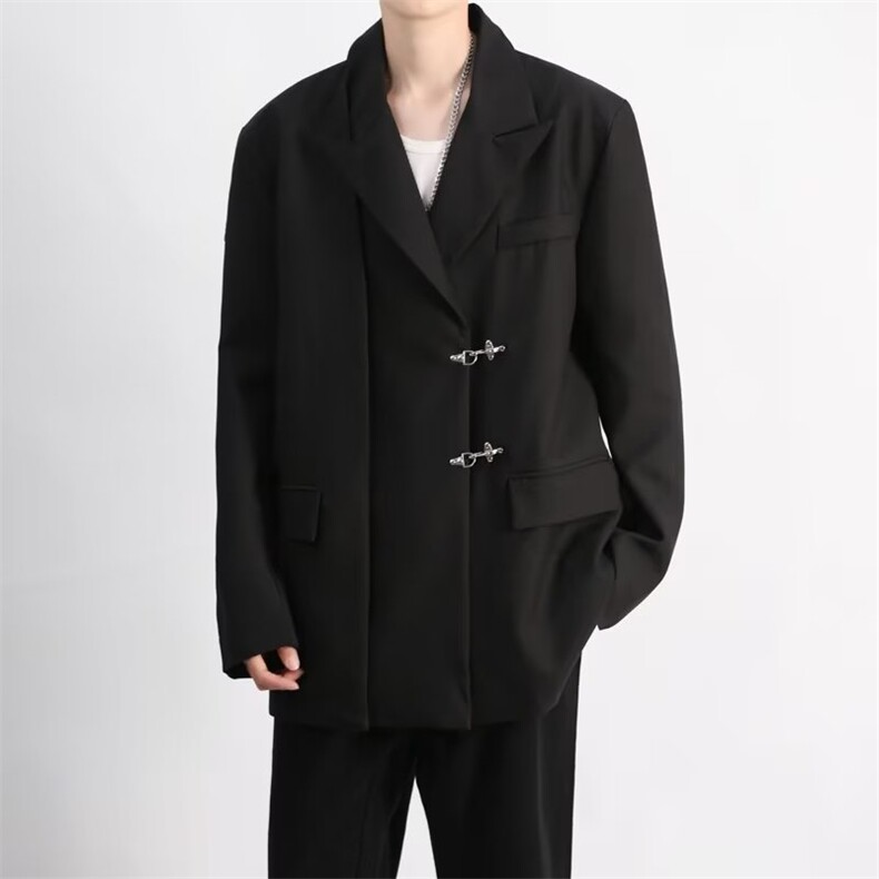 暗黑小众ins金属纽扣设计垫肩西服外套带垫肩WF71P75,男装西服,星座1116-2