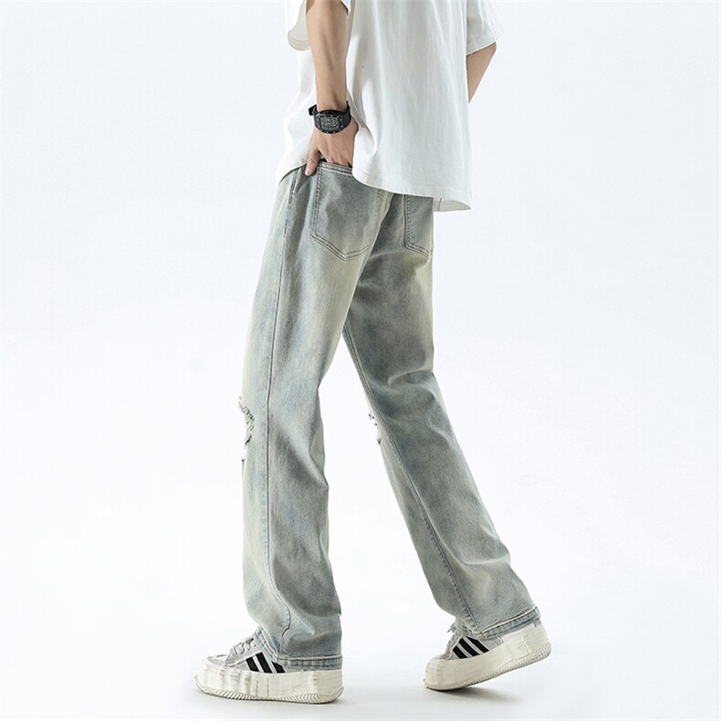 B221美式ins高街暗黑修身破洞弹力牛仔裤LK24182-P65控88,男装牛仔裤,电商B221