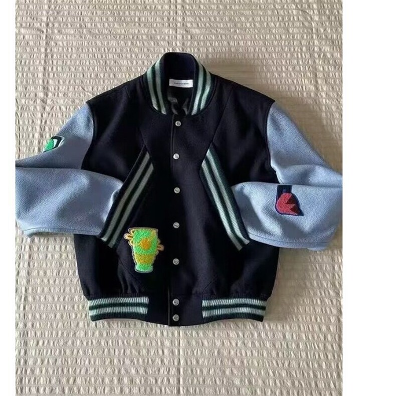 黑木kiko棒球服男款美式高街vibe毛呢夹克cleanfit毛巾绣短款外套,男装夹克,星座603-2