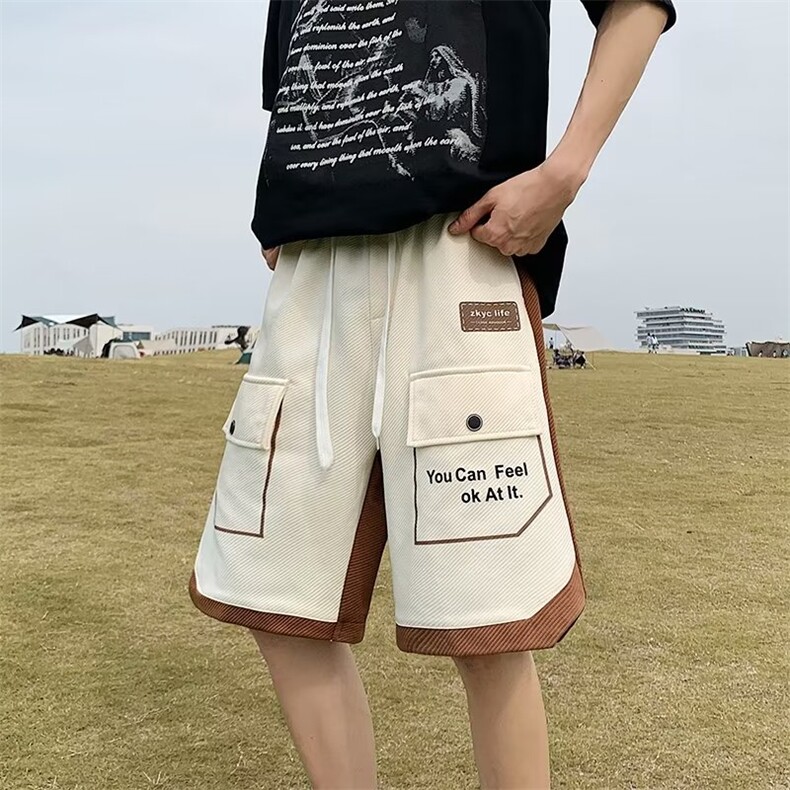 休闲裤男韩版潮流高街字母口袋个性2026夏新款ins五分裤K4099-P32,男装牛仔裤,星座412