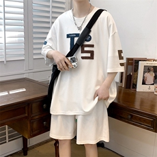 2024夏上新潮毛巾绣运动半袖套装纯色圆领T恤男女6635-P60控价88，男装T恤，电商A441-1
