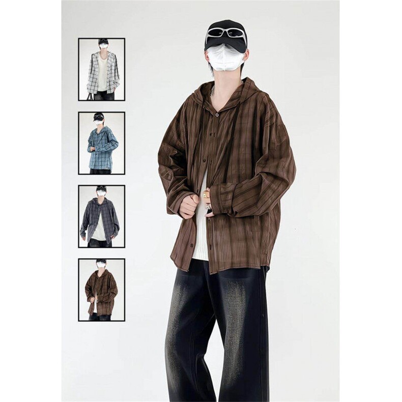 格子防晒衣衬衫，抖音得物，可送样，A061-AF01171-特P30-白底，男装衬衫，电商A061