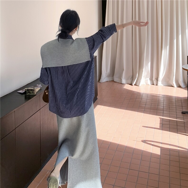 新款春季条纹衬衫时尚休闲三件套套裙2C098-9020P185K278,女装套装/套裙,2C098