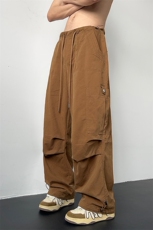 美式复古褶皱纯色多口袋工装裤街舞款宽松伞兵XZ211-1-K2342-P65，男装工装外套，星座211-1