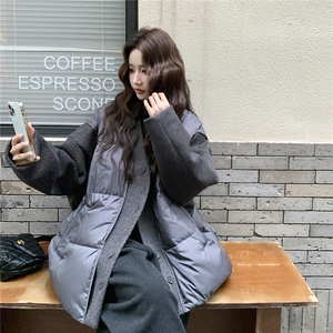 已出大货呢料拼接假两件套90羽绒服2C300-2565-P275-K418图片