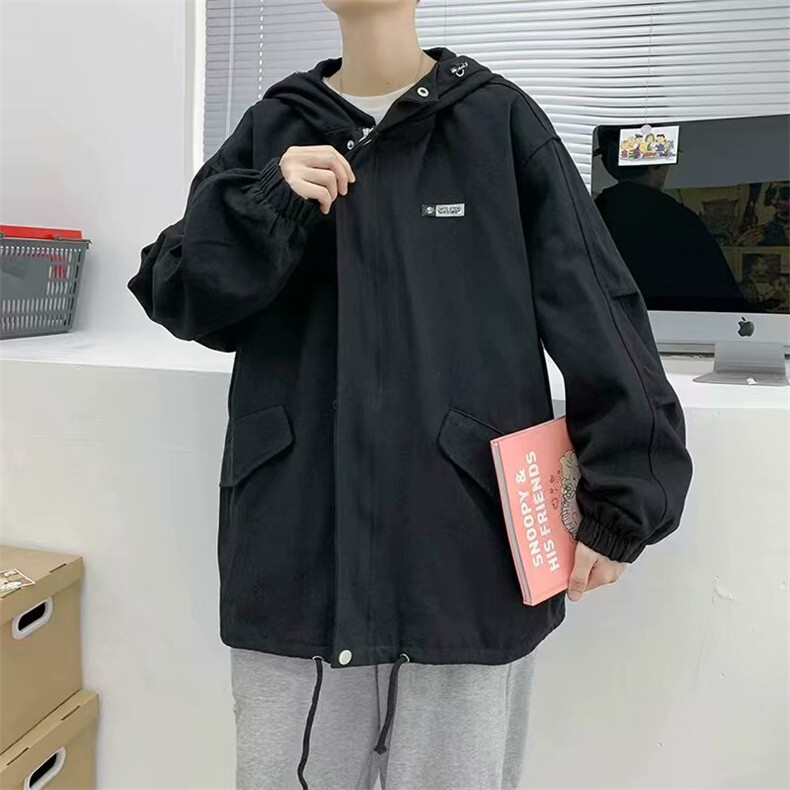 春季新款夹克男韩版宽松百搭工装外套潮牌休闲连帽上衣ST020-p65图片