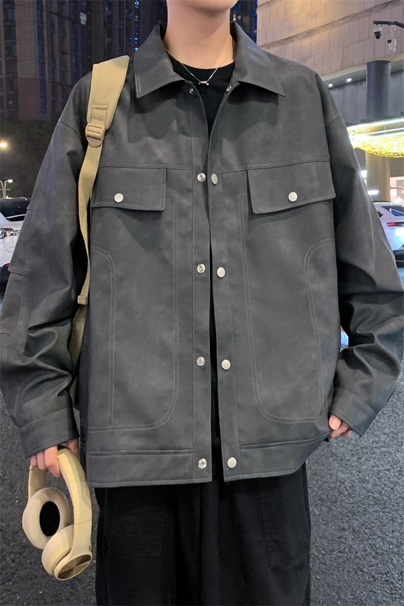 港风高街痞帅男装外套美式短款潮牌工装皮衣夹克A157B-J230-特P83,男装夹克,电商A157B