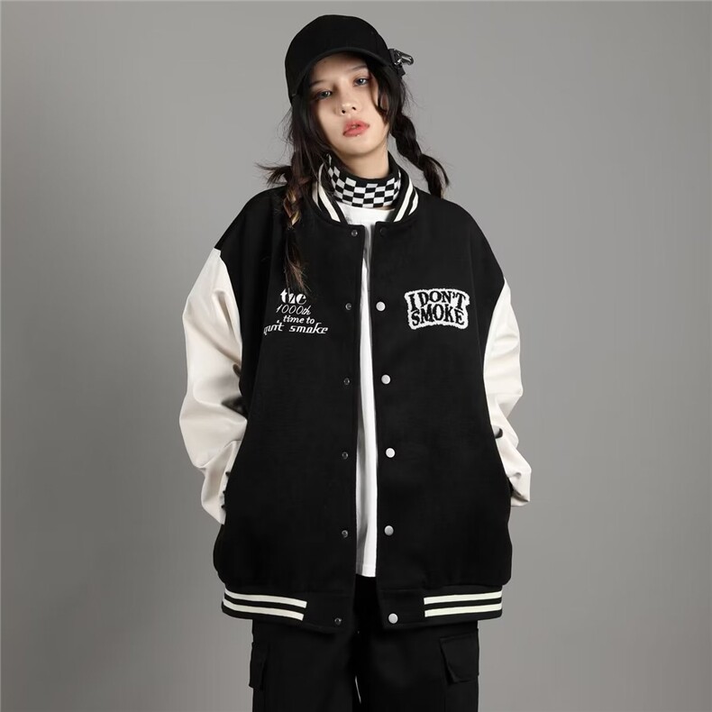 潮拼接pu皮袖毛巾绣外套街头女秋季夹克XJ38P65,男装夹克,星座1116-2