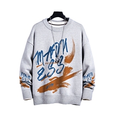 1日系圆领宽松中性情侣潮流大码M-5XL印花毛衣男7922P55加绒P70，男装针织衫/毛衣，星座226-2