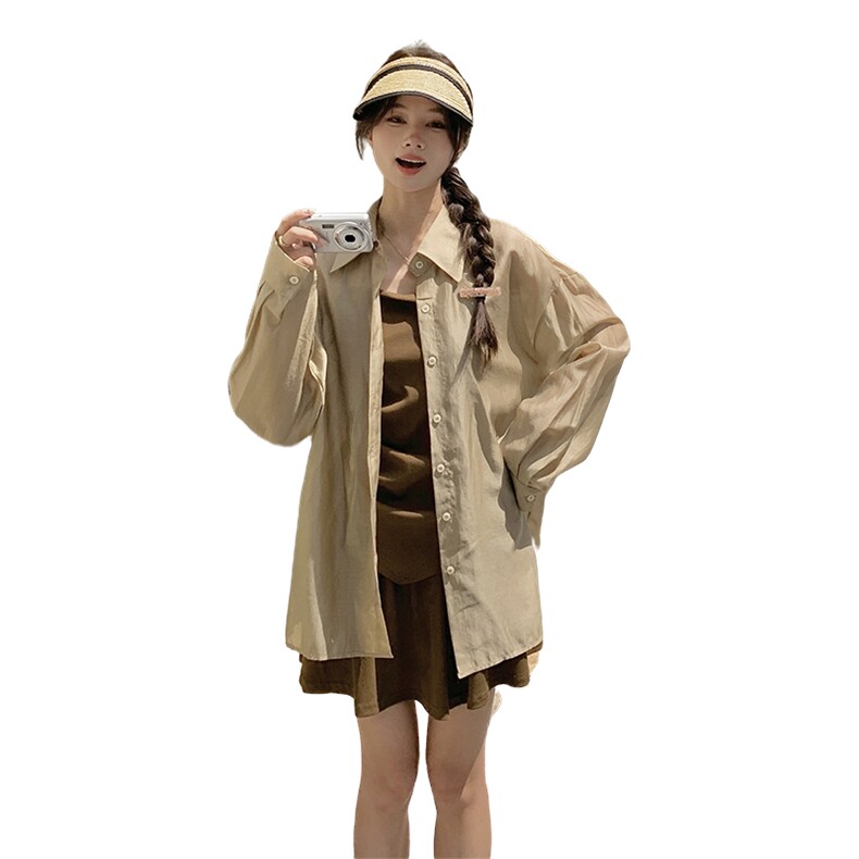 【现货】防晒衫+吊带+裙裤三件套套装2024夏季新款时尚百搭洋气潮,女装套装/套裙,C位