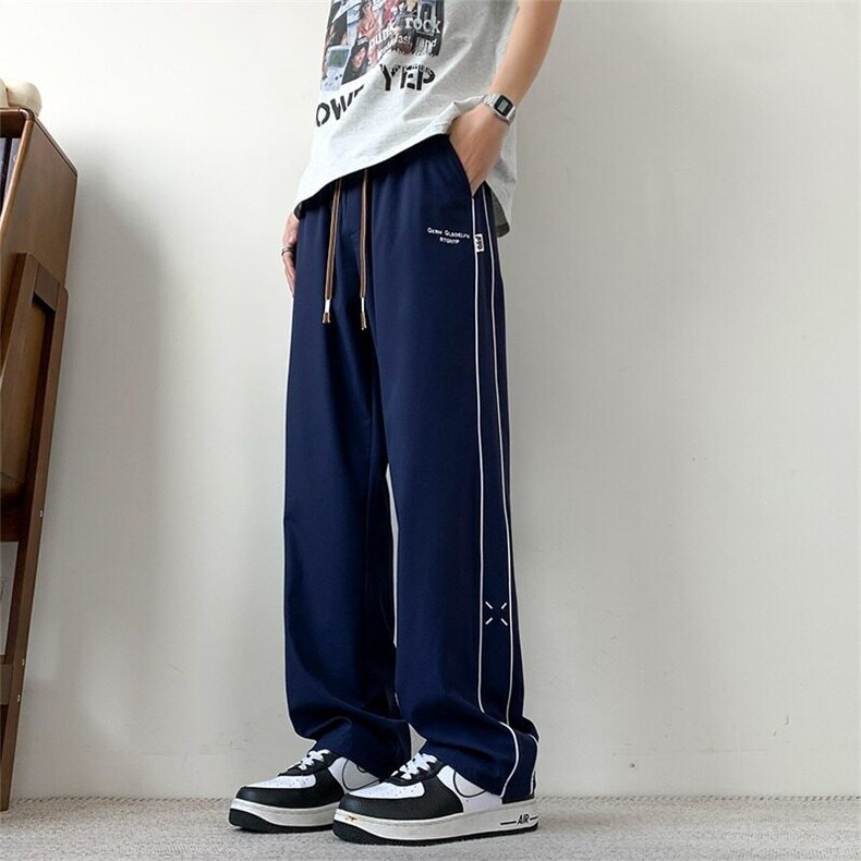 休闲裤男士韩版潮流帅气运动裤直筒拼色2025夏季ins长裤K6440-P53，女装休闲裤，星座412-3