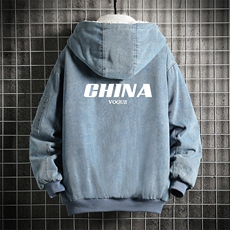 NM53001-P140牛仔外套男大码加厚加绒衣男羊羔毛服男网格，男装棉衣，电商A040A