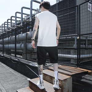 2021新款夏季青少年休闲运动两件套背心T恤无袖套装男 TZ210-P40图片