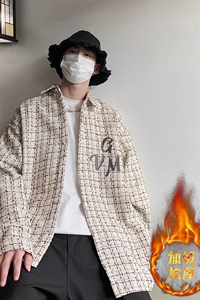 1港风大码M-5XL中性情侣潮大皂风长袖衬衫男CCS8019P45加绒P55图片