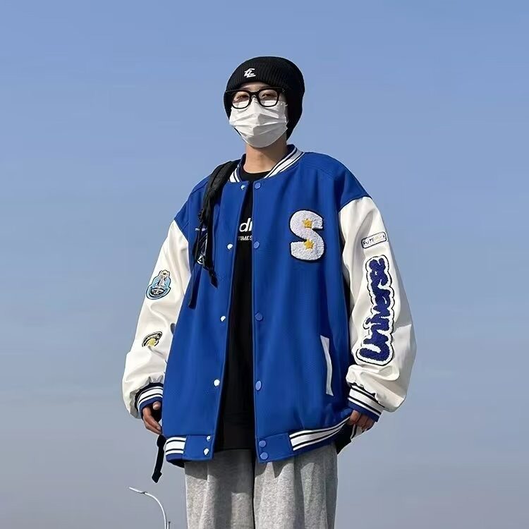 秋季美式拼接棒球服夹克男春秋宽松情侣休闲外套JK614-P45,男装夹克,星座208-5
