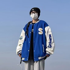 秋季美式拼接棒球服夹克男春秋宽松情侣休闲外套JK614-P45，男装夹克，星座208-5