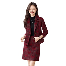 罗得堡2024秋冬新款时尚气质套裙冬季通勤加棉加厚套装7606，女装套装/套裙，罗得堡